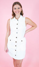 Solid Sleeveless Button Up Dress - Obsession Boutique