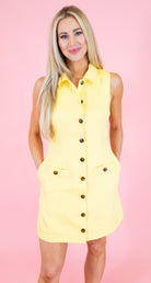 Solid Sleeveless Button Up Dress - Obsession Boutique