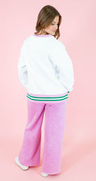 Lulu Mac: White & Green Stitch Sweatshirt - Obsession Boutique