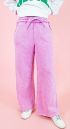 Acid Wash Fleece Palazzo Sweatpants - Obsession Boutique