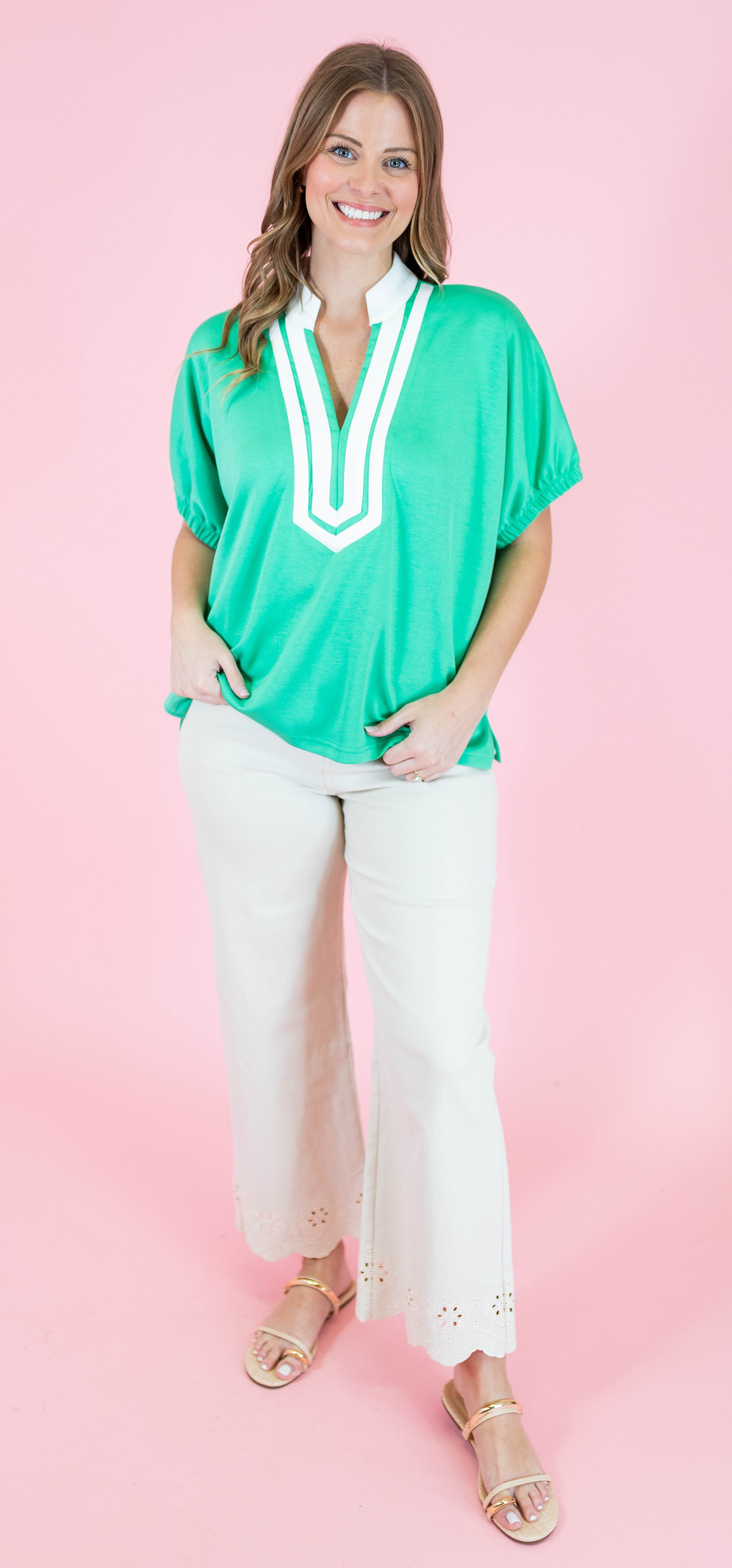 Scallop Eyelet Ankle Length Pants - Obsession Boutique