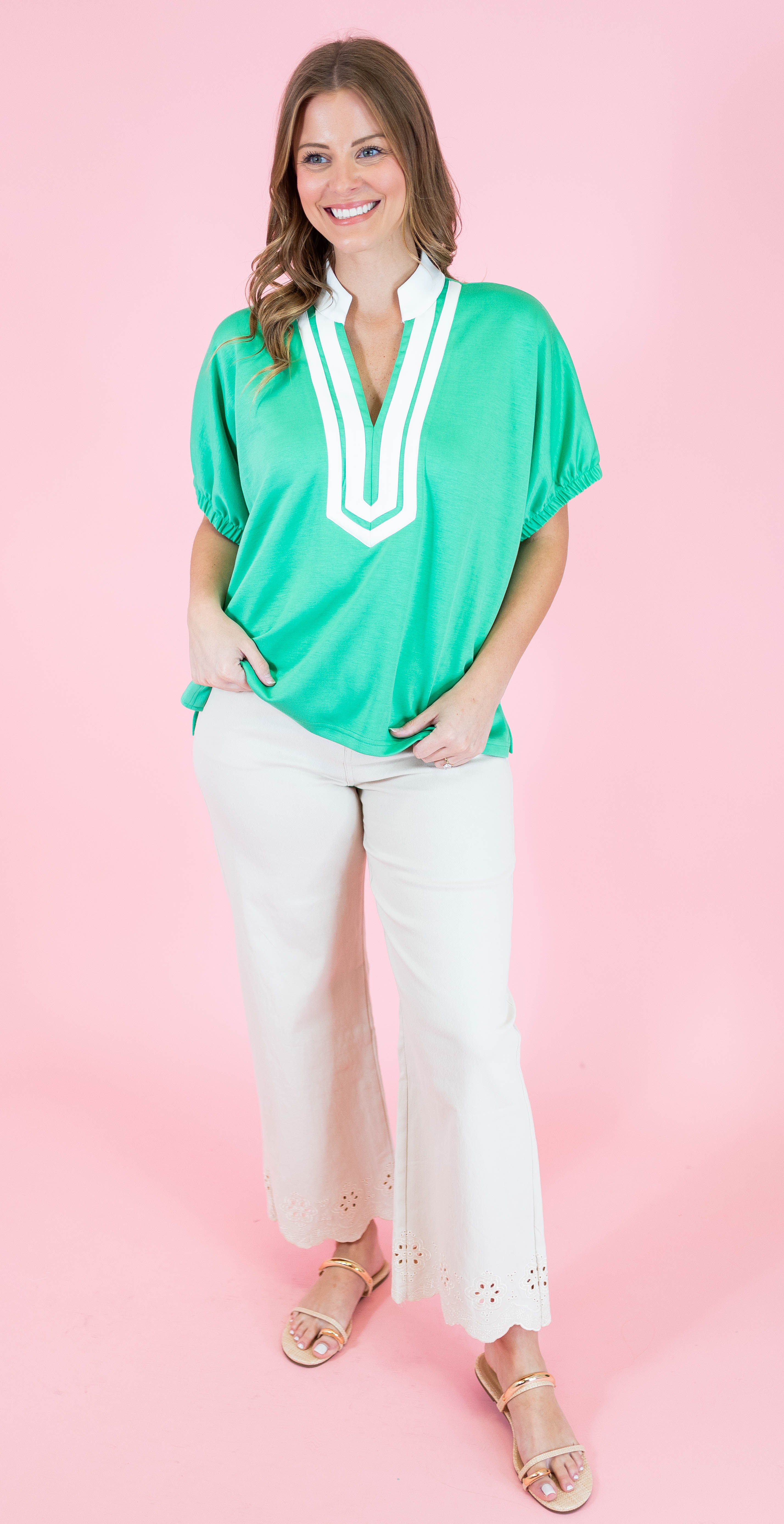 Scallop Eyelet Ankle Length Pants - Obsession Boutique