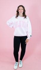 Lulu Mac: Mono Pink Embroidered Sweatshirt - Obsession Boutique
