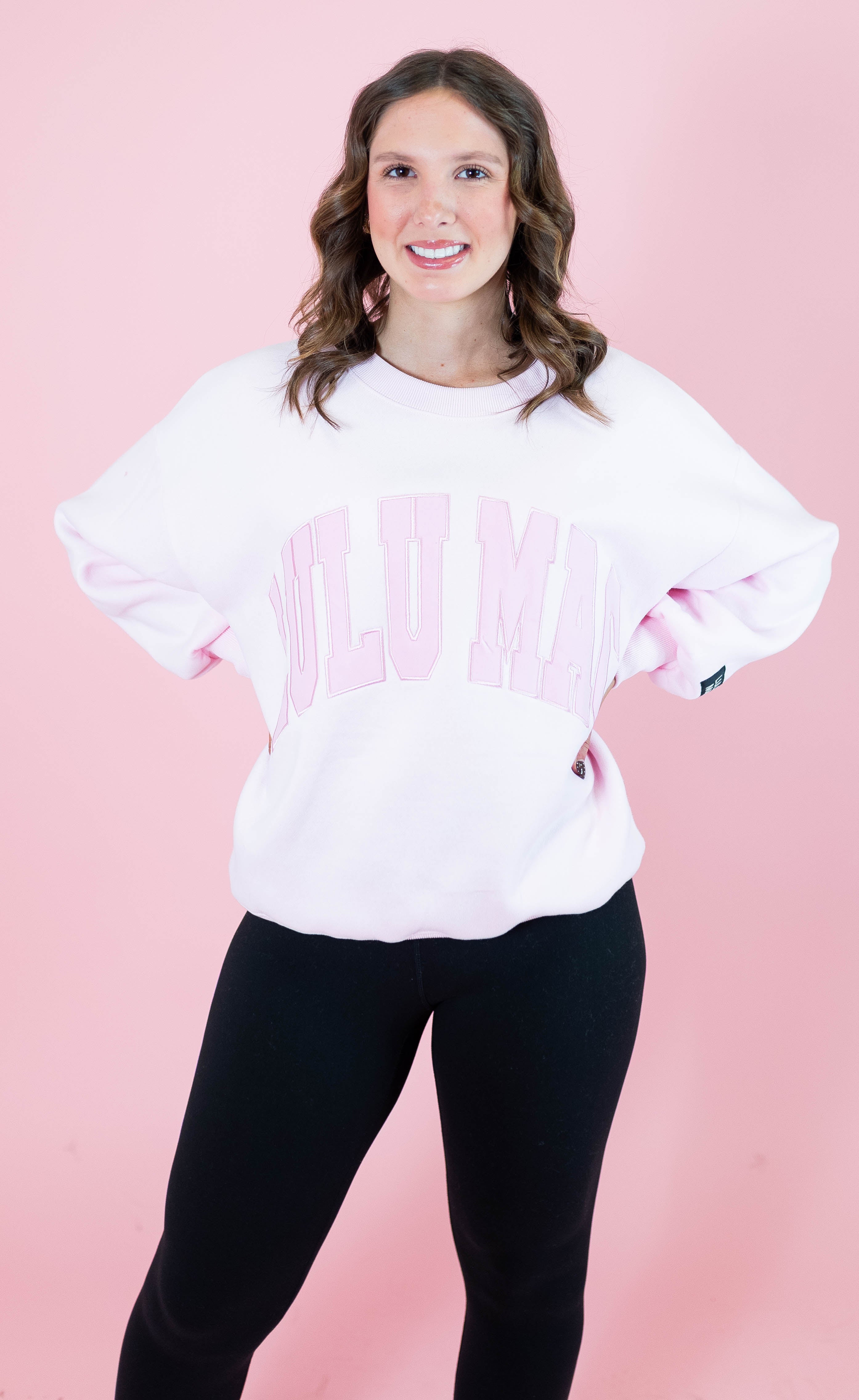 Lulu Mac: Mono Pink Embroidered Sweatshirt - Obsession Boutique