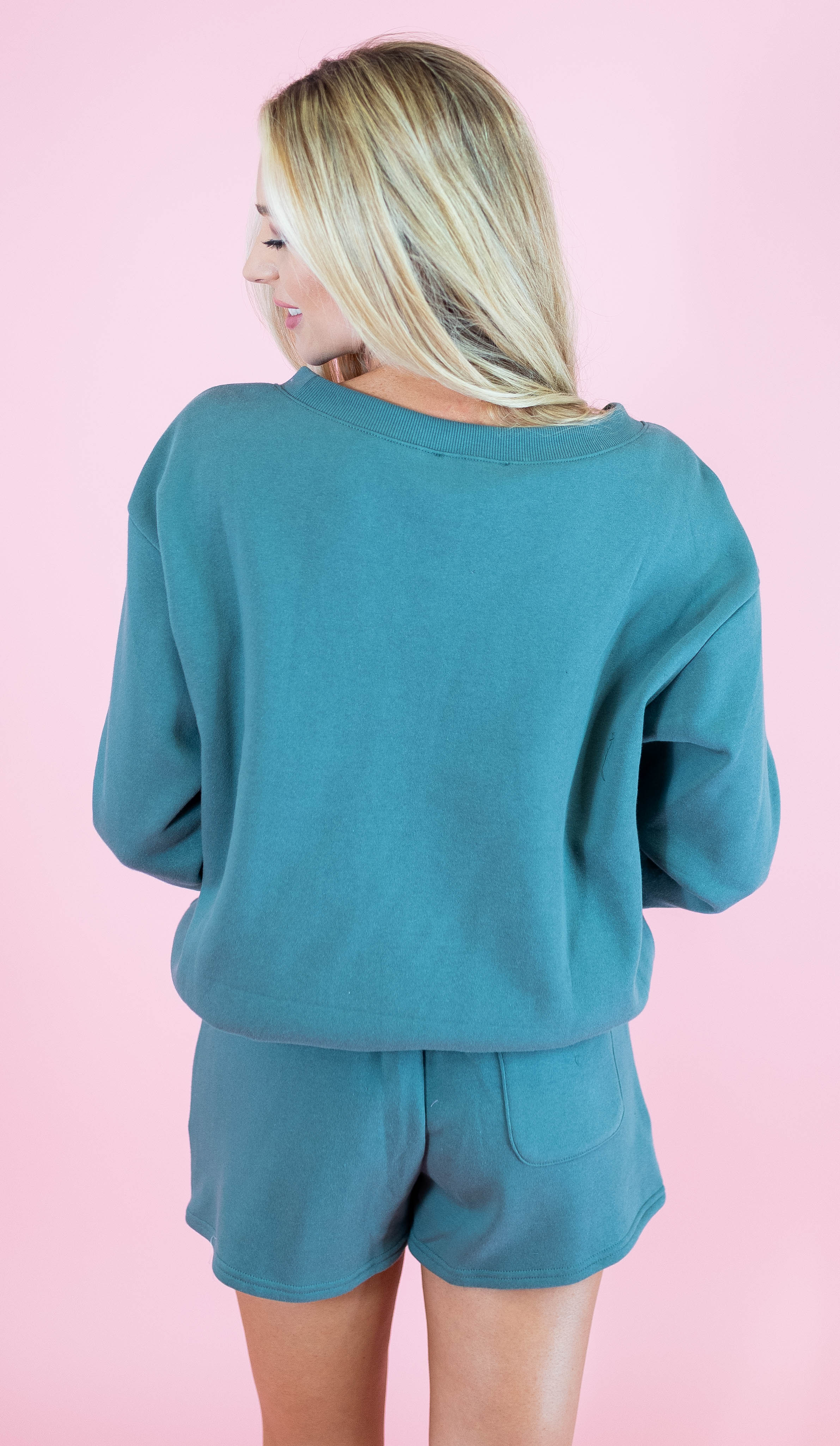 Zenana Fleece Boat Neck Sweatshirt & Shorts Set - Obsession Boutique