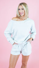 Zenana Fleece Boat Neck Sweatshirt & Shorts Set - Obsession Boutique