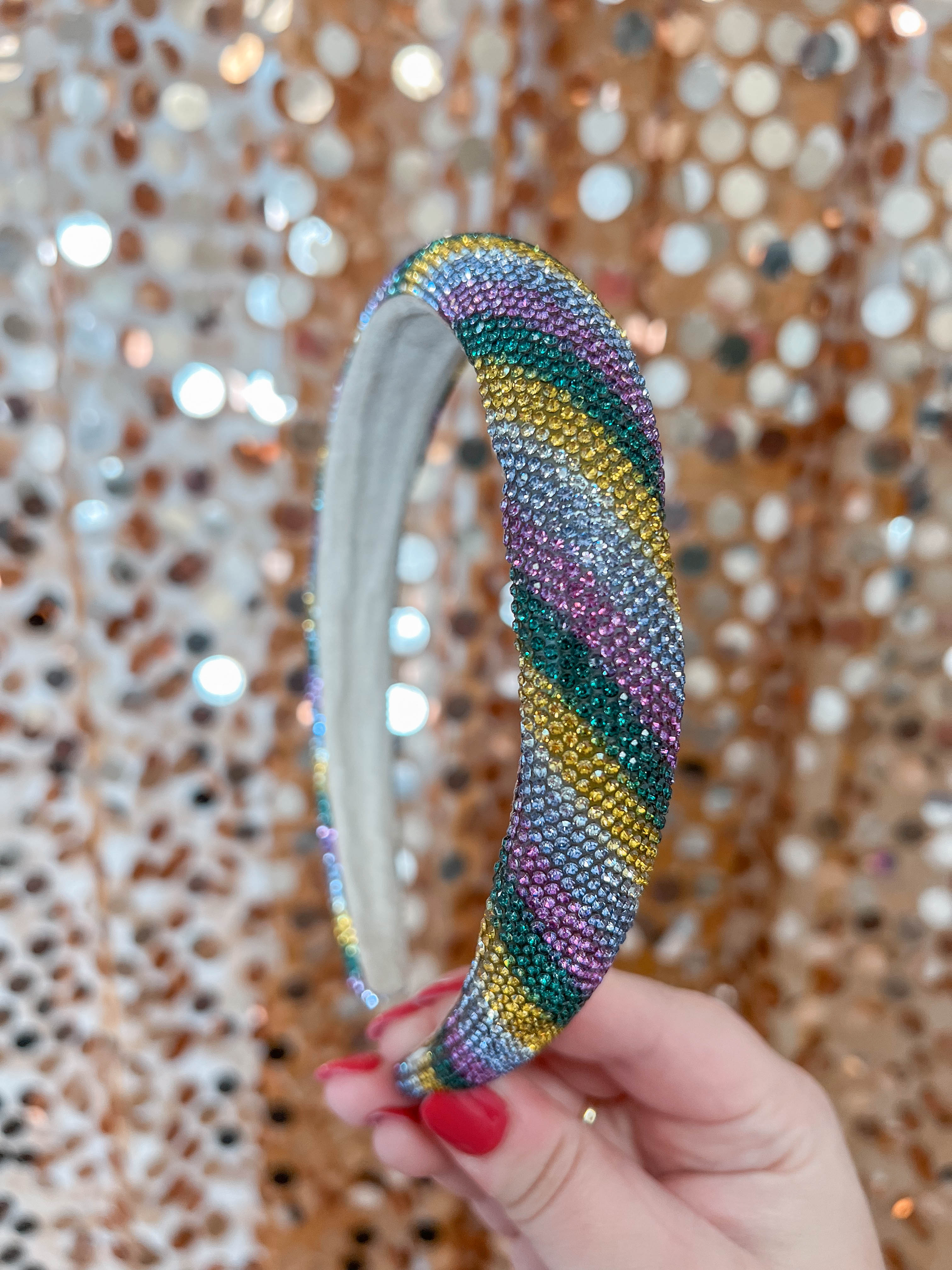 Golden Lily: Mardi Gras Shimmy Headband - Obsession Boutique