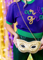 Golden Lily: Mardi Gras Mask Crossbody - Obsession Boutique
