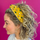 Golden Lily: Mardi Gras Velvet Rhinestone Headband - Gold - Obsession Boutique
