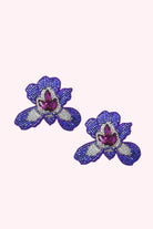 Golden Lily: Mardi Gras Iris Flower Stud Earrings - Obsession Boutique
