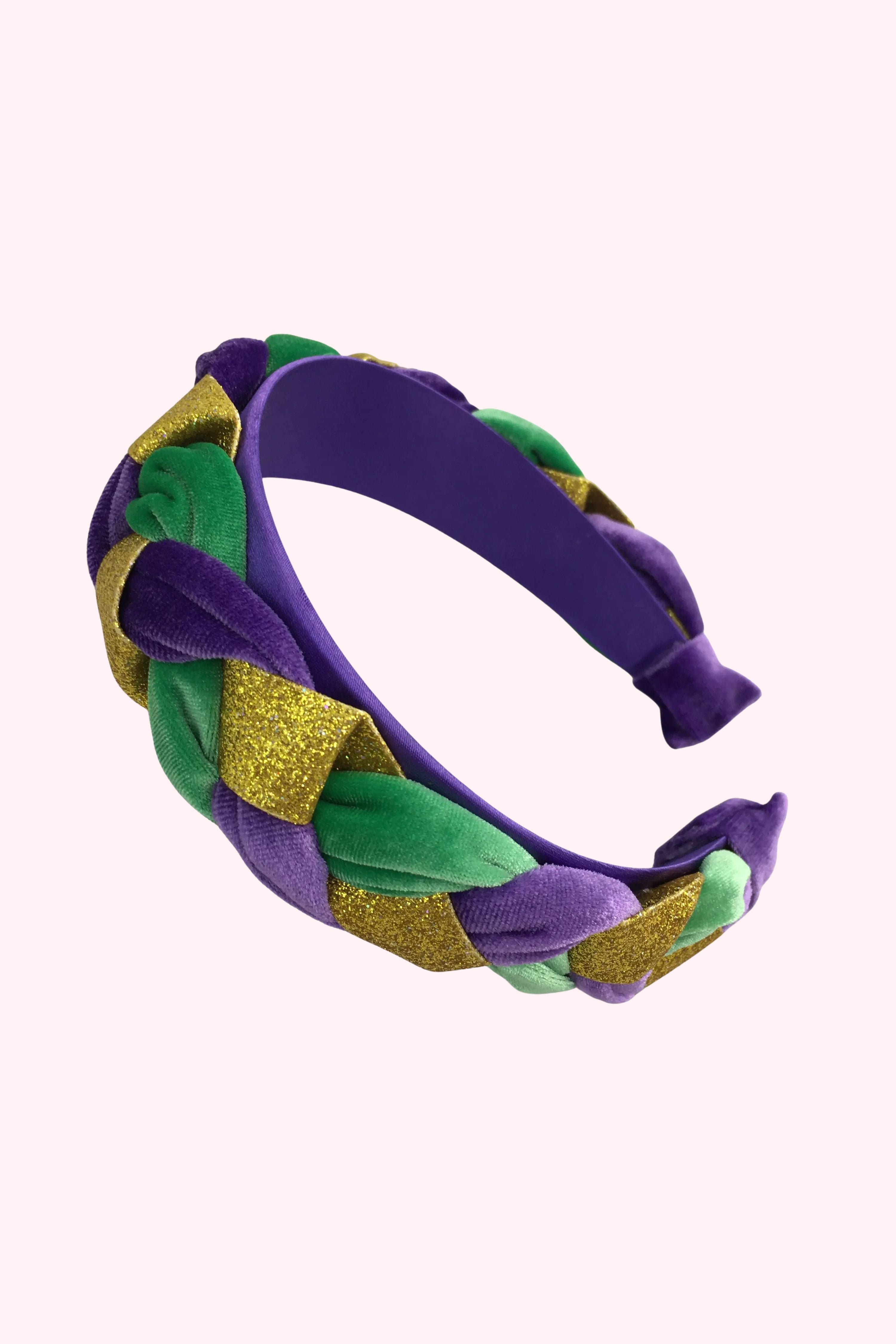 Mardi Gras Big Velvet Braided Headband - Obsession Boutique