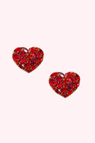 Golden Lily: Rhinestone Heart Stud Earrings - Obsession Boutique