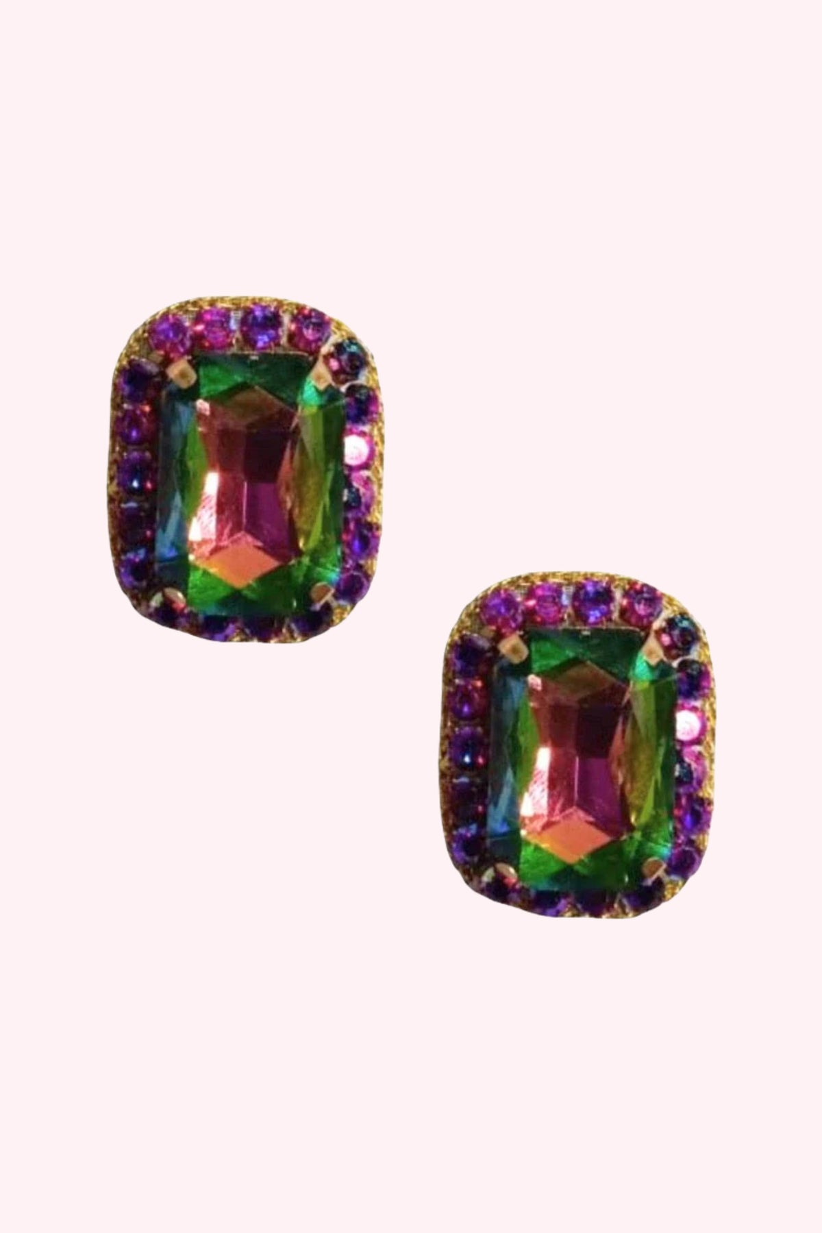 Golden Lily: Mardi Gras Statement Stud Earrings - Obsession Boutique