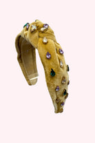 Golden Lily: Mardi Gras Velvet Rhinestone Headband - Gold - Obsession Boutique
