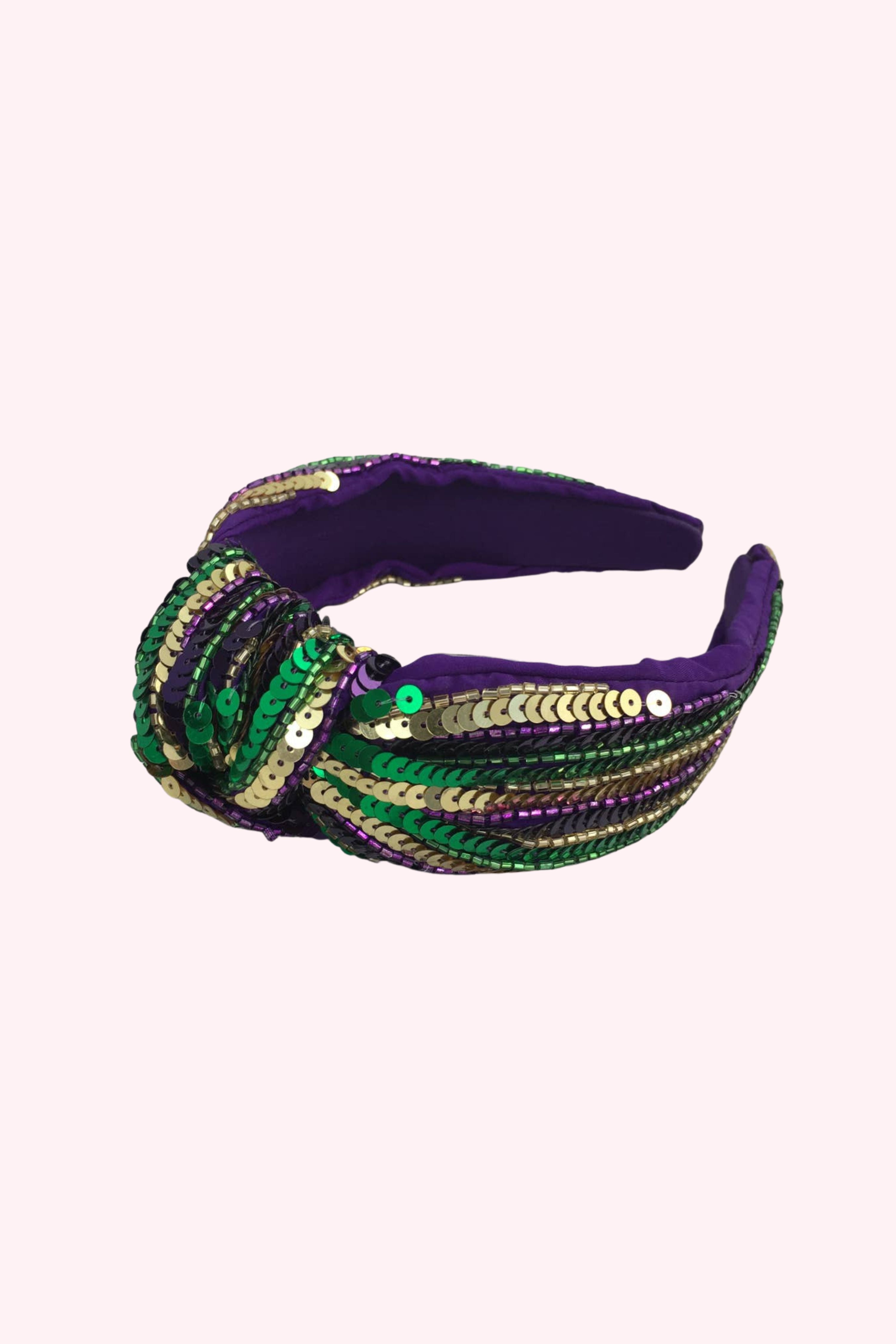 Mardi Gras Sequin Knot Headband - Obsession Boutique