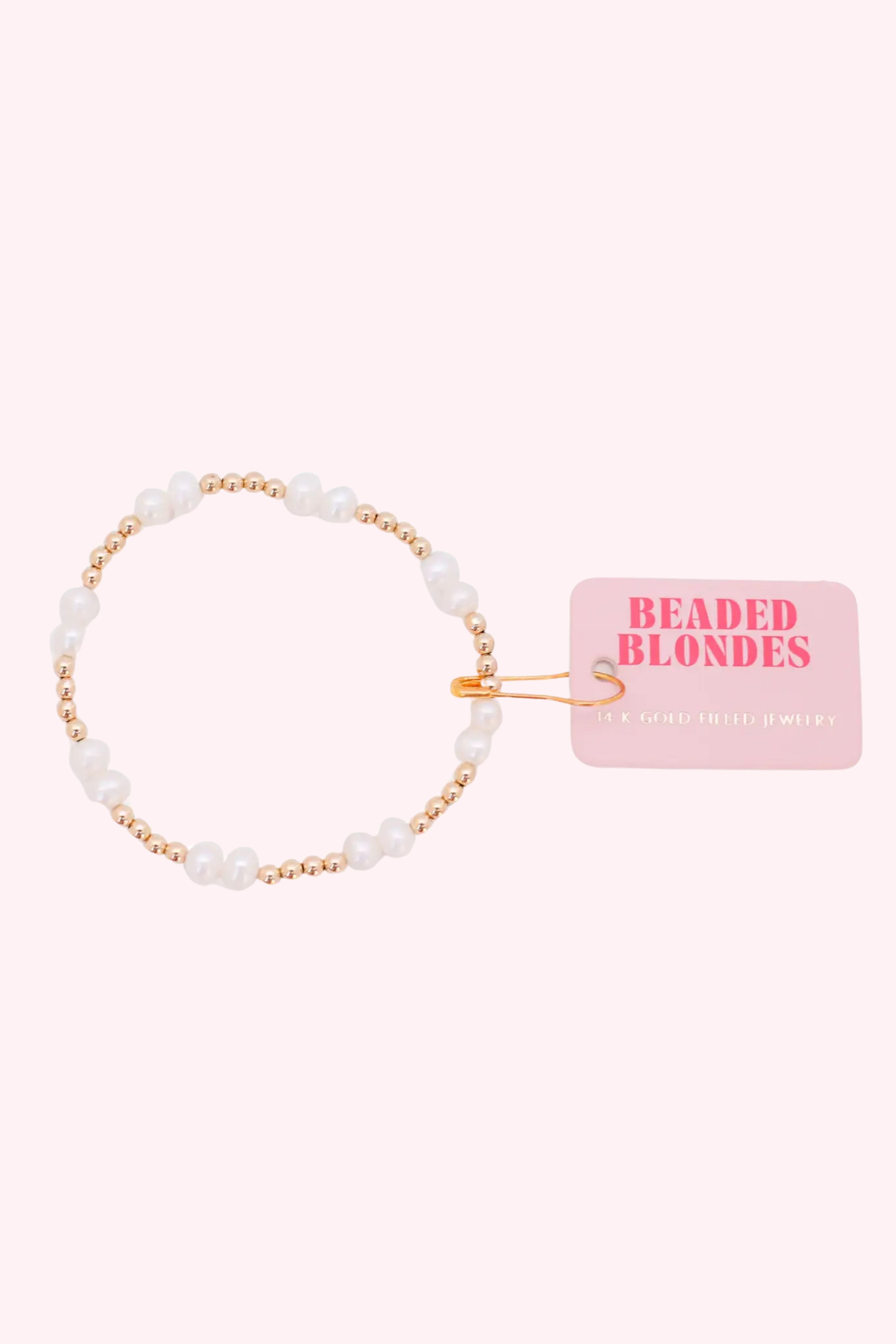 Beaded Blondes: Coastal Pearl Bracelet in Gold - Obsession Boutique