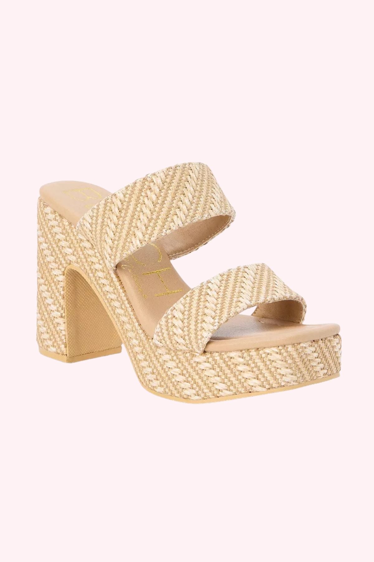 Gem Platform Sandals - Tan Raffia - Obsession Boutique
