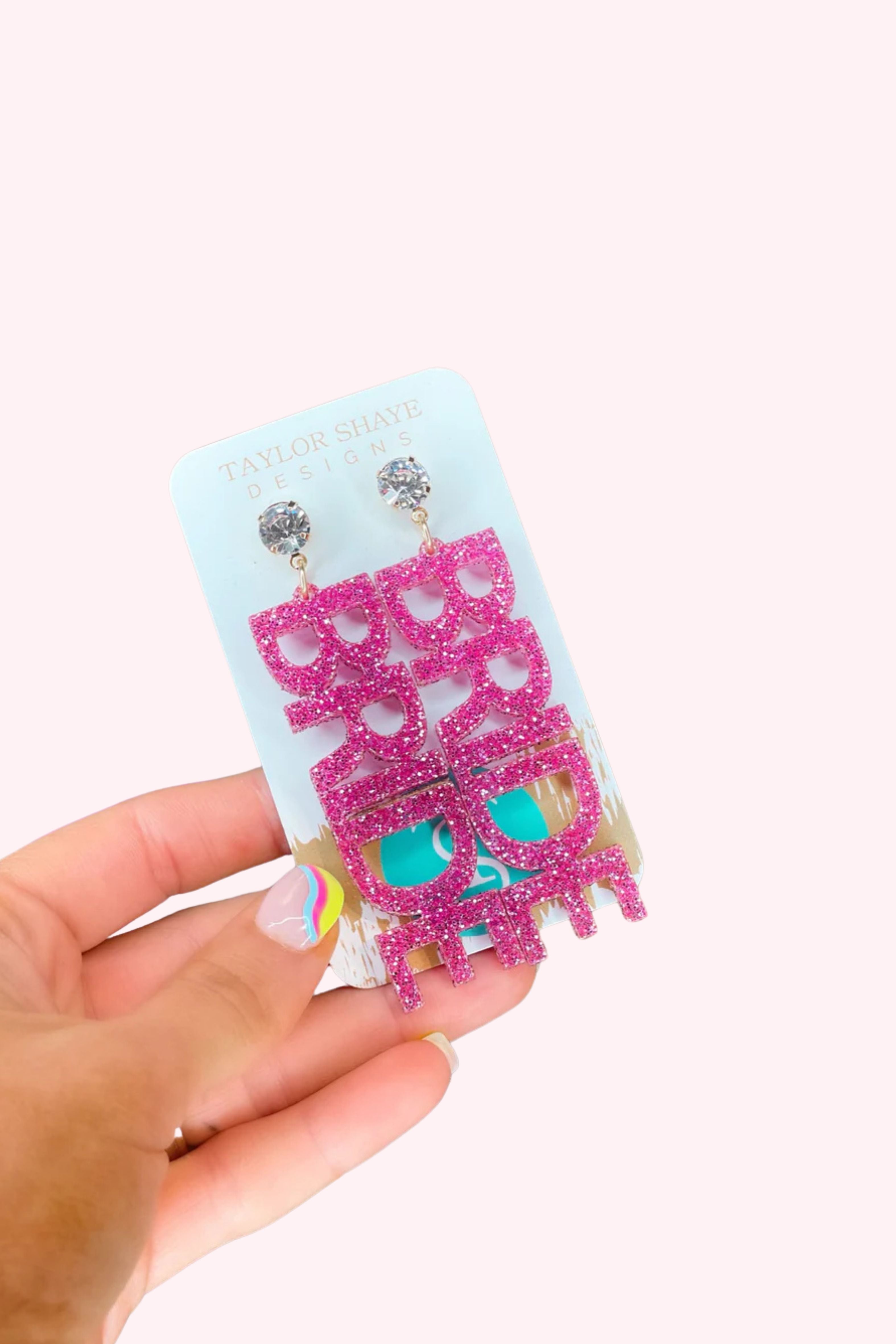Taylor Shaye: Barbie Pink Bride Earrings - Obsession Boutique