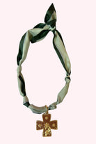 Two Tone Green Scarf Charm Necklace - Obsession Boutique