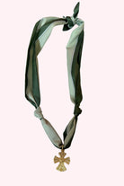 Two Tone Green Scarf Charm Necklace - Obsession Boutique