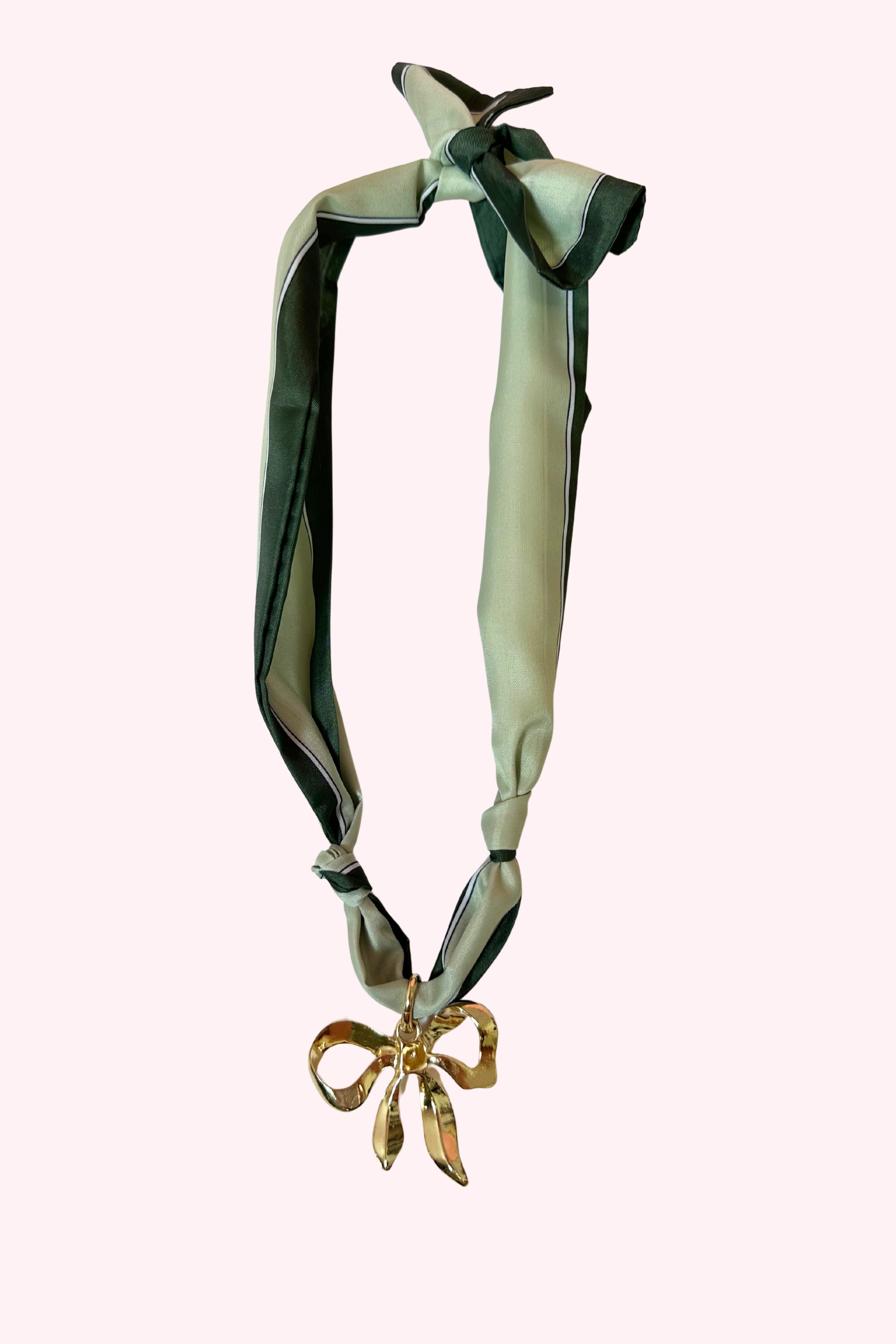 Two Tone Green Scarf Charm Necklace - Obsession Boutique