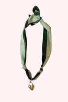 Two Tone Green Scarf Charm Necklace - Obsession Boutique