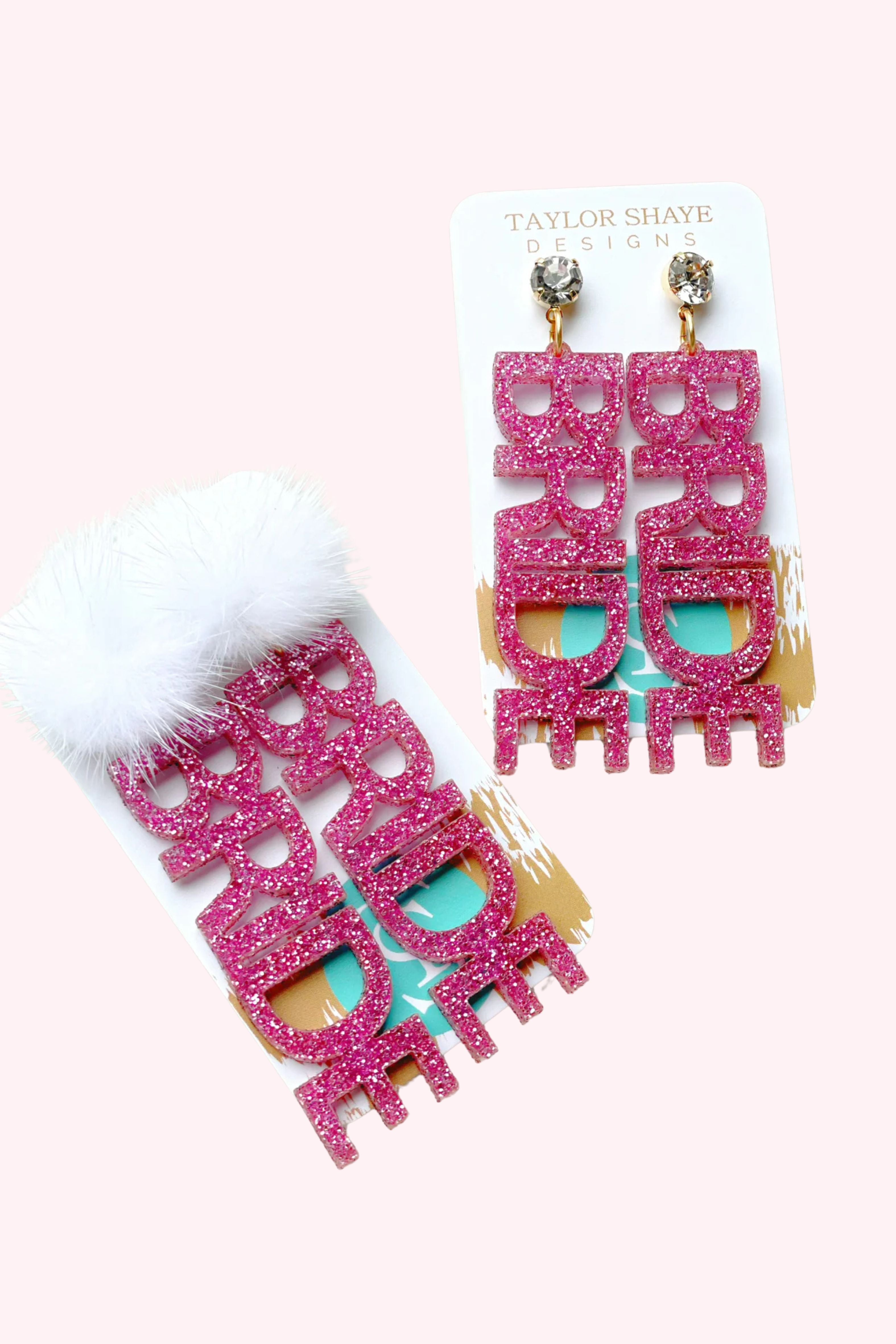 Taylor Shaye: Barbie Pink Bride Earrings - Obsession Boutique
