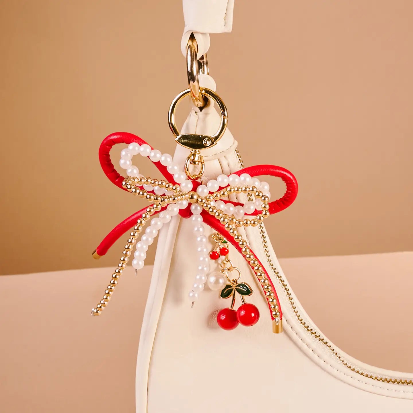 Layered Bows Bag Charm - Cherry Bliss - Obsession Boutique