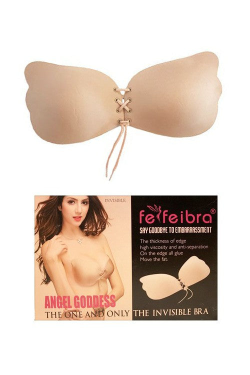 Anemone: Lace-Up Adhesive Bra - Nude - Obsession Boutique