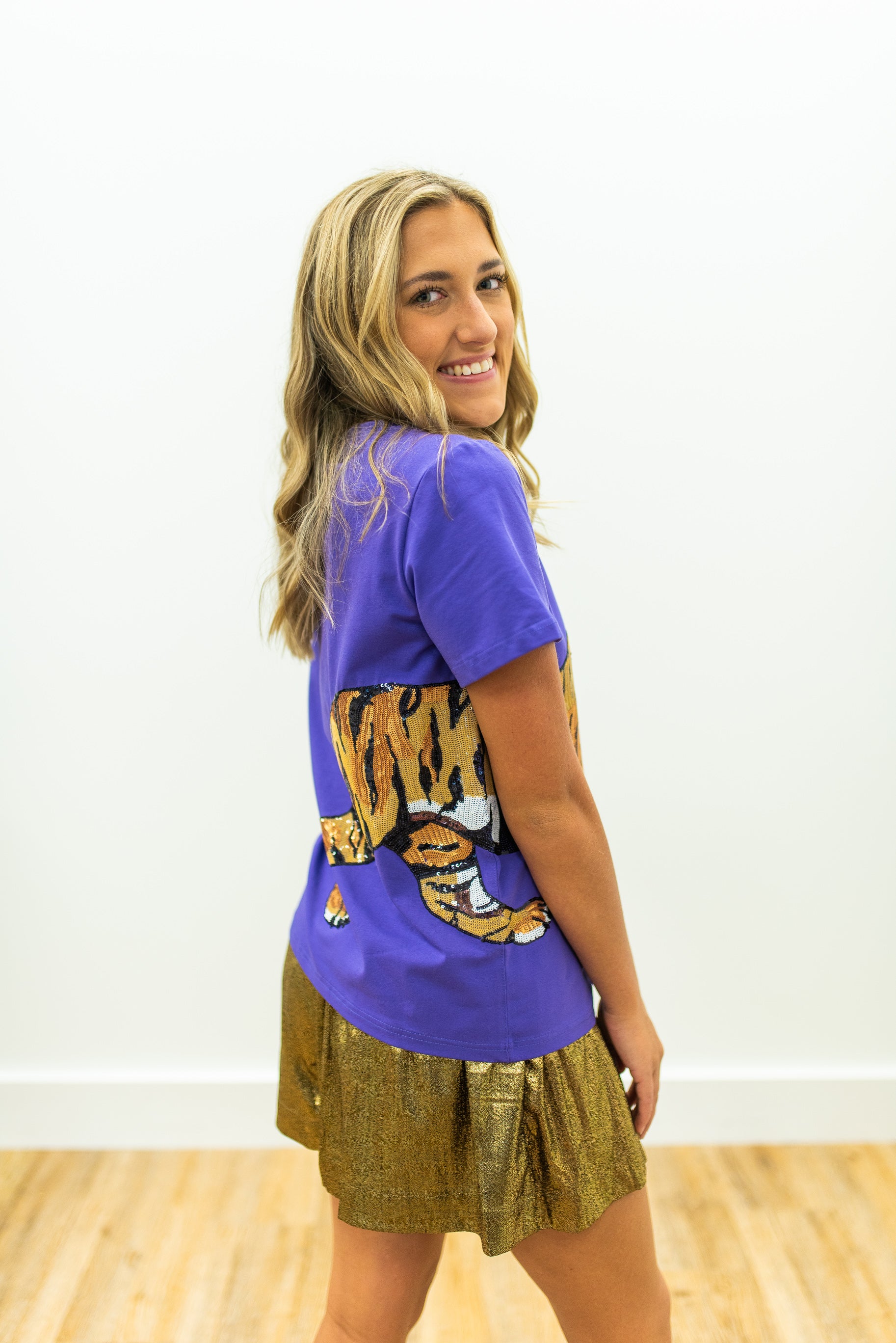 Sparkle Slugger TIGERS Pinstripe Jersey Tee- LSU – Sparkle City Co