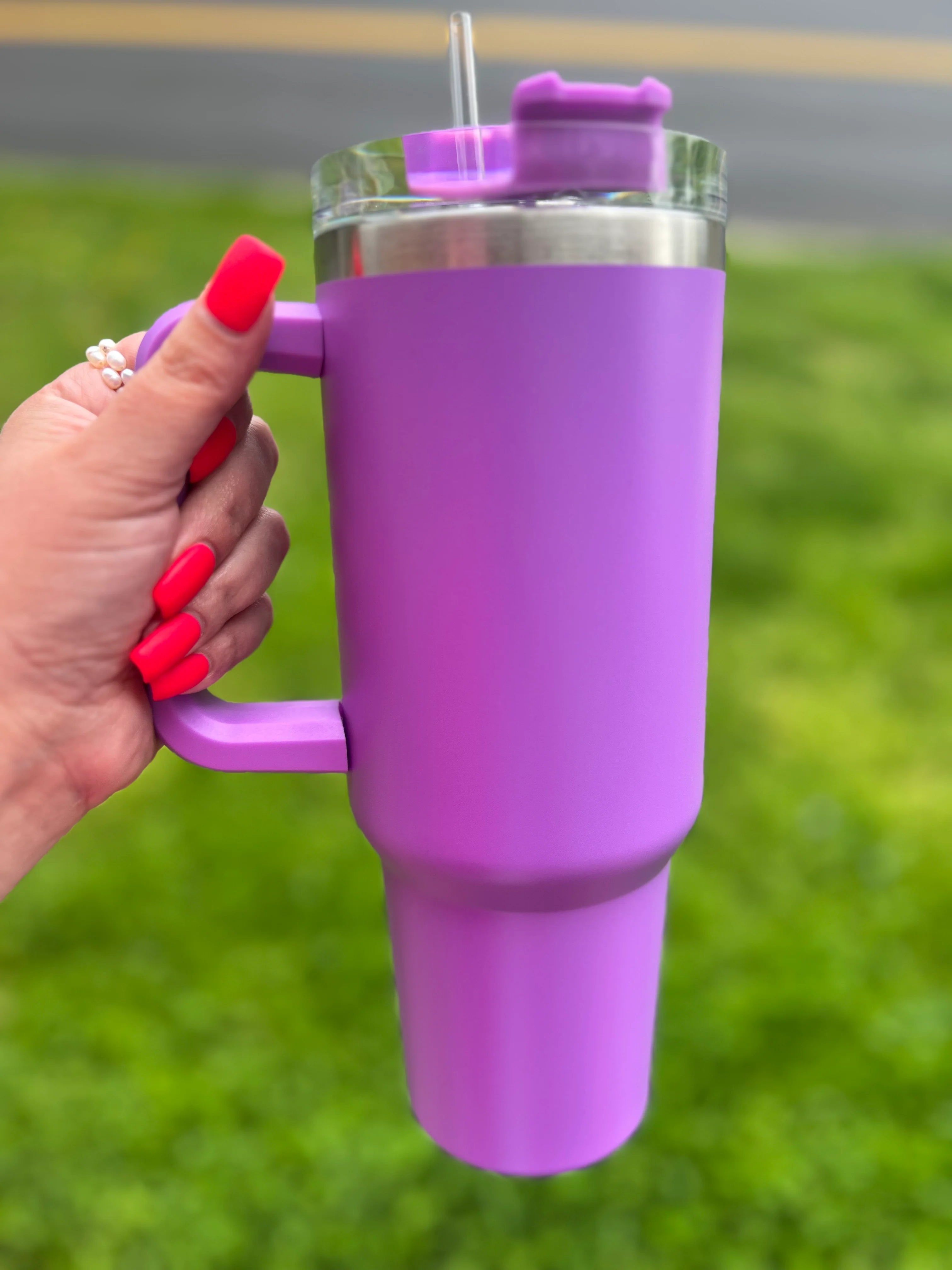 Purple 40oz Insulated Tumbler With Lid & Set of 4 Straw Toppers